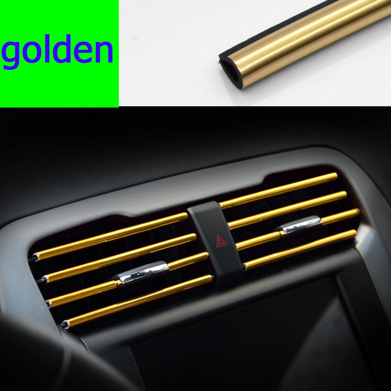 

10PCS 20cm Car Air Conditioner Outlet Styling Decorative U Shape Moulding Trim Decor Strips Colored Shiny Decorative Strip золотий