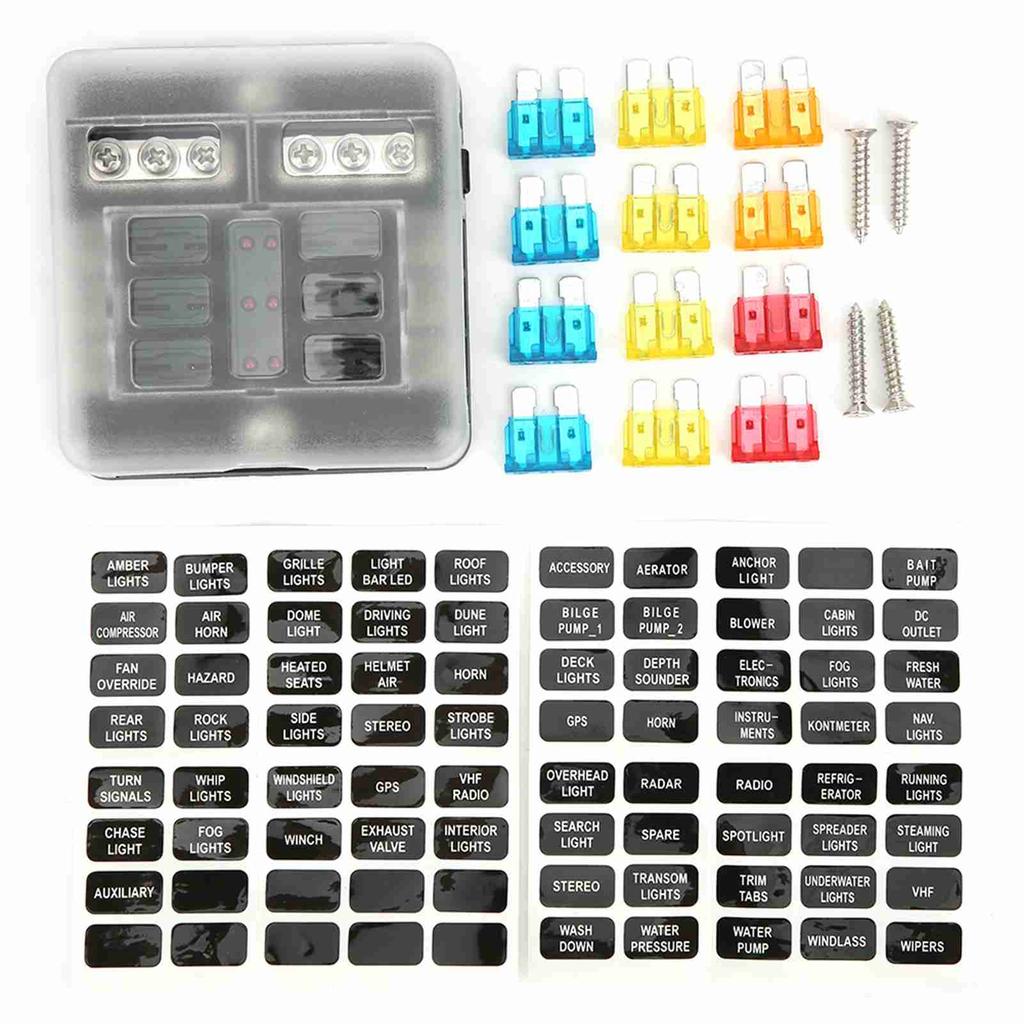 6 Way Fuse Box Car Boat Power Distribution Blade Fuse Holder Block Panel 12V?32V