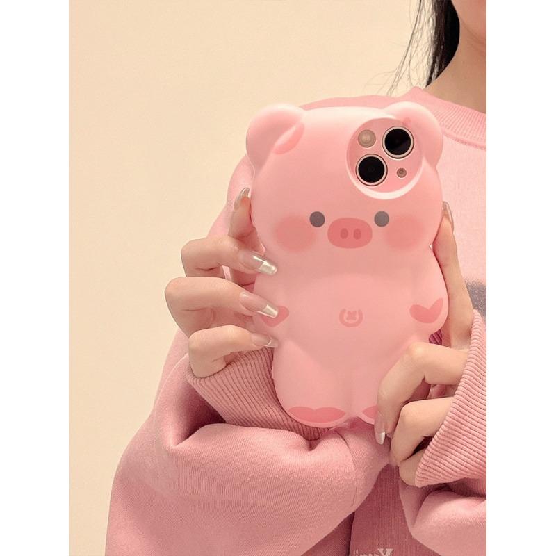 

Трехмерный розовый поросенок Подходящий для IPhone 15 Promax Чехол для мобильного телефона Мультяшный Apple 14Pro Силиконовый защитный чехол iPhone13