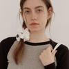 Voor Flower Jacquard Scrunchie_Medium_White