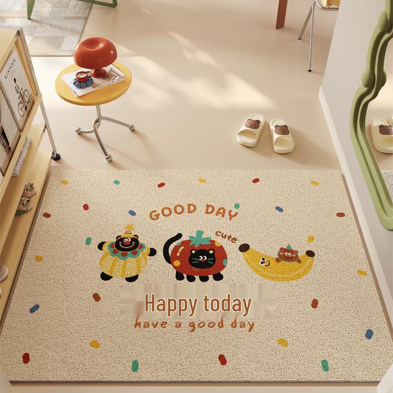 Cute Cartoon Non-Slip Entrance Mat - Dirt-Resistant, Cuttable Coil Design