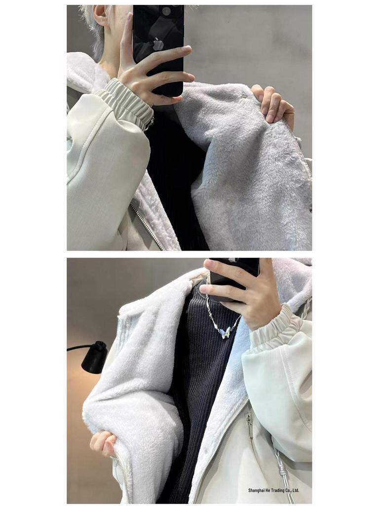 Men's Slimming Loose-Fit Leather Jacket with Hood - Thick, Warm Autumn/Winter Outerwear