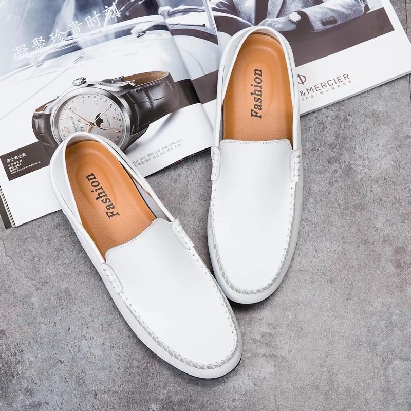 Fashion Men's Casual Shoes Fashion Loafers Slip On Man Flats Comfortable Male Driving Leather Shoes