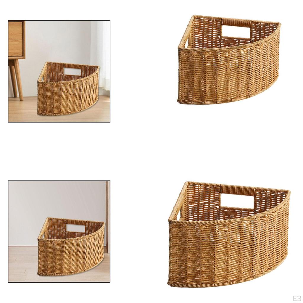 Corner Storage Basket Accessories Large Capacity Open Top Compact Sturdy Fan Shape Organizer for