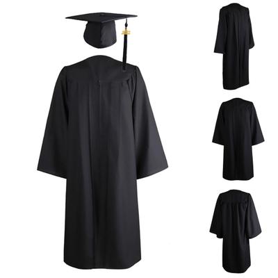 Graduation Cap Gown Solid Color Zipper Unisex Matte Loose-fitting Bachelor Cap Robe for Adult