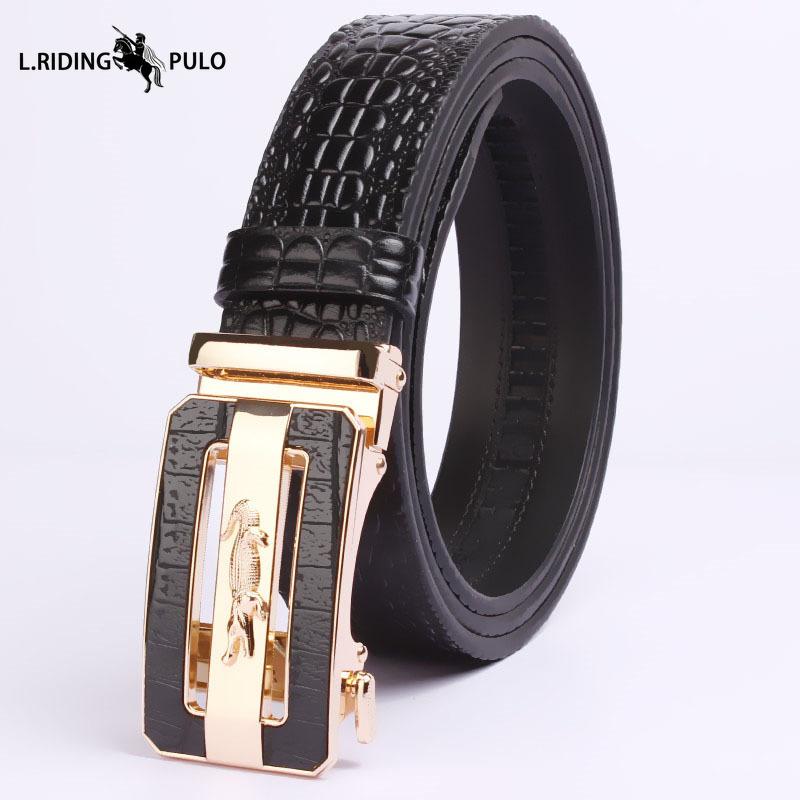 Crocodile Leather Men's Belt Automatic Business Casual Belt Belt High-grade First Layer Cowhide Fashion Belt