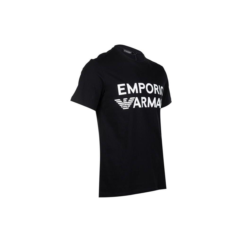 Emporio Armani EA Letter Logo Printed Round Neck Pullover Short Sleeve T-Shirt Men Tops Black 211831-3R479-0020
