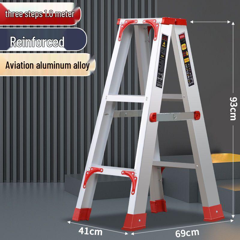 Double-Sided Aluminum Alloy Folding Step Ladder - Ladder Free Shipping, Widened & Thickened for Household or Attic Use
