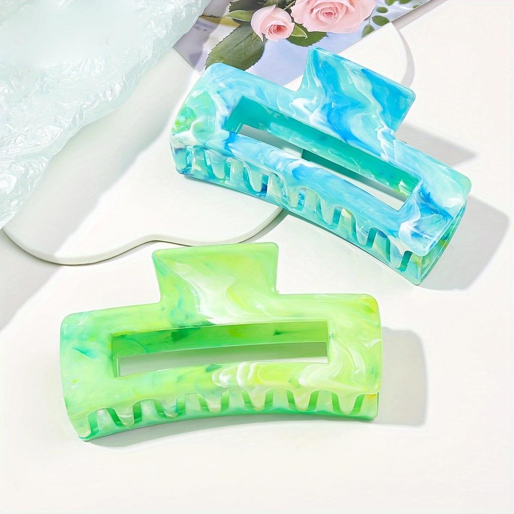 2Pcs Large Pink and Purple Marble Design Jaw Clips,Hair Claw Clips for Thick Hair,Strong Hold for Women Girls