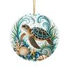Handcrafted Sea Series Ornaments Ocean Theme Pearl Art Hanging Ornament, 2D Flat Acrylic Coastal Beach Home Decorations Life Suncatcher, Beaded