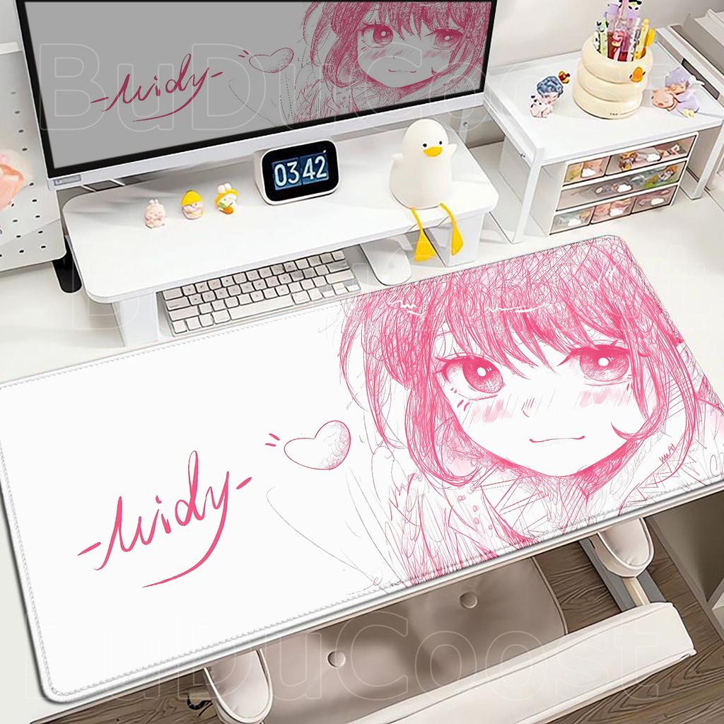 Pretty Pink Anime Girl Mousepad PC Gamer Cute Large Desk Mat Office Laptop Gaming Mouse Pad Kawaii PC Keyboard Rug Birthday Gift