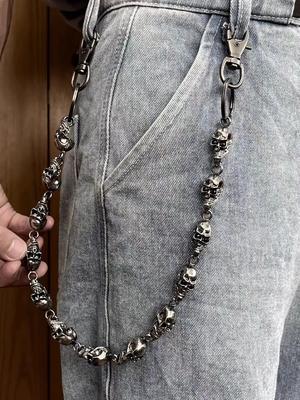Vintage Goth Punk Ağır Bel Zinciri Erkek Kafatası Anahtarlık Cüzdan Zinciri Bisiklet Kaya Çok Fonksiyonlu Moda Aksesuarları