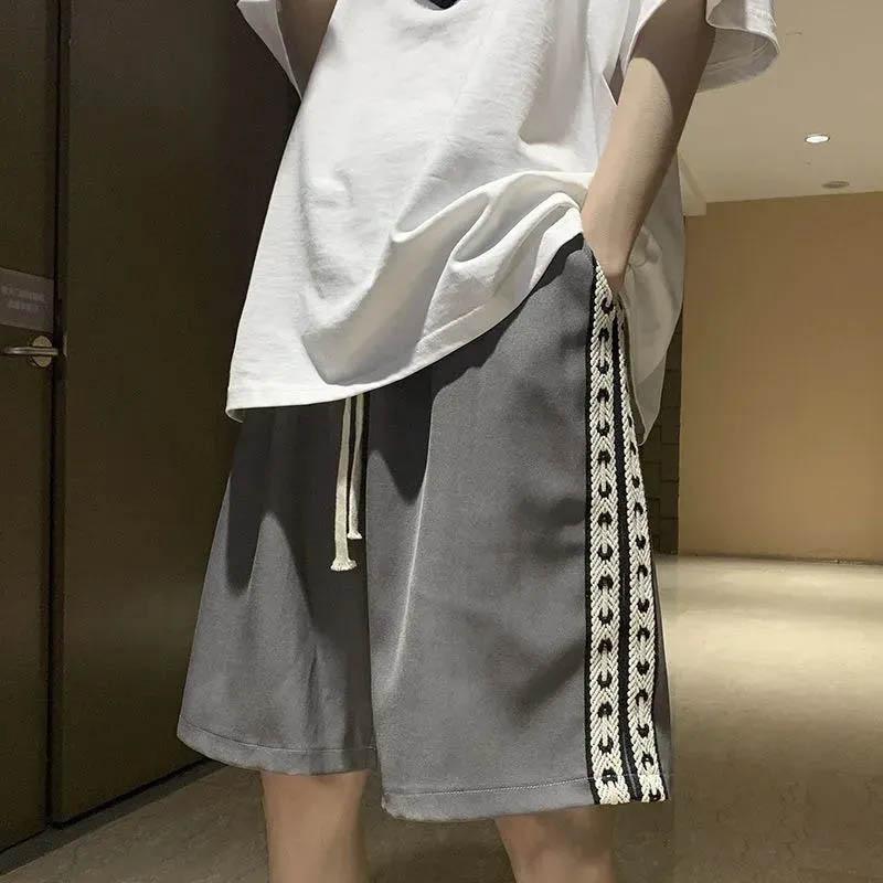 Men's Summer Breathable and Comfortable Side Webbing Design Casual Shorts Five Points Large Size Loose Sports Outer Wear Shorts