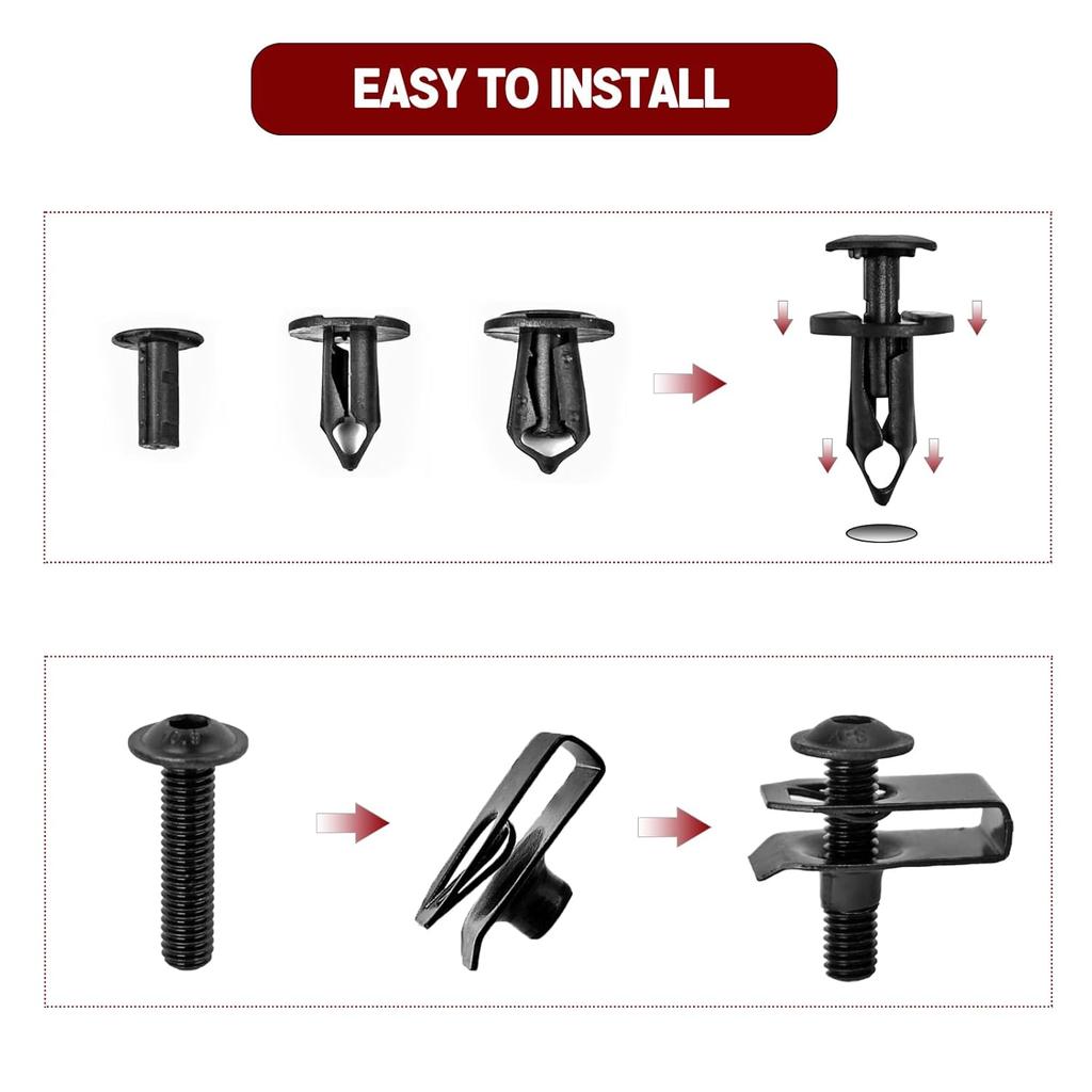 Xislet Set Of 30Pcs Body Panel Torx Screw 7519650, U-Type Flat Nut 7547674, Plastic Fastener Rivets 7661855 Compatible With UTV ATV Polaris Ranger