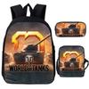 3 stuks Set Spel Anime War Thunder Schooltassen Vecht Tanka Print Rugzakken voor School Tiener Meisjes Jongens World of Tanks Rugzak