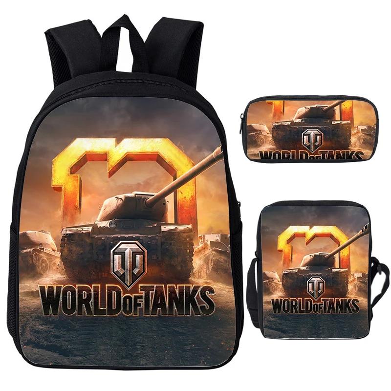 3 stuks Set Spel Anime War Thunder Schooltassen Vecht Tanka Print Rugzakken voor School Tiener Meisjes Jongens World of Tanks Rugzak