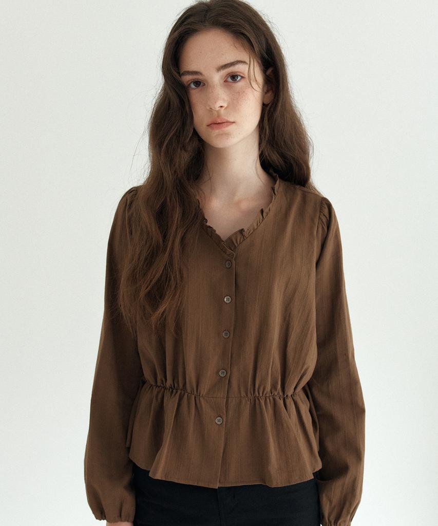 YUPPE Frill Layered Shirt_Brown