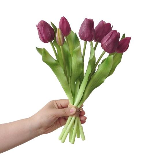 Artificial Tulip Flower 12" Real Touch Long Stem Fake Tulip Flower for Spring Easter