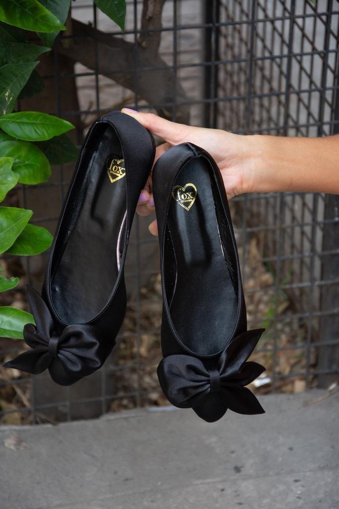 Women's Fashion Textile Flat Heeled Ballerina Black Ballerina Shoes