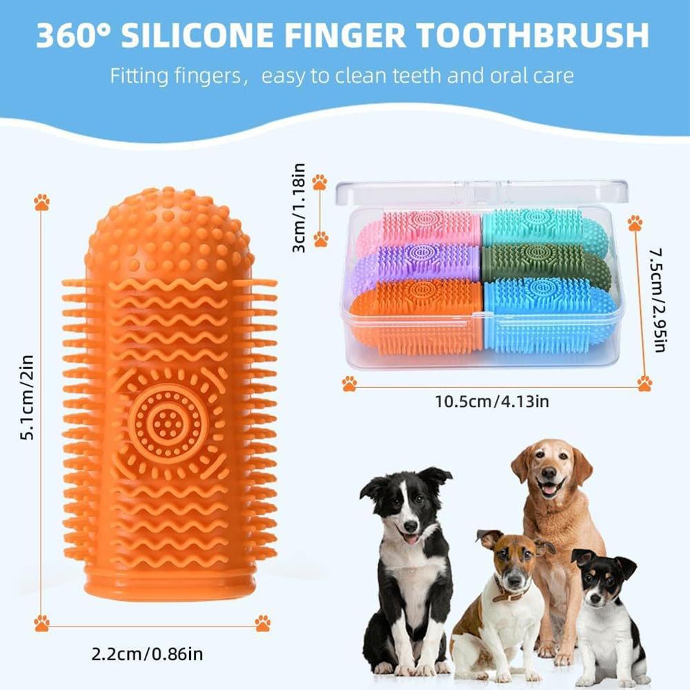 6Pcs 360° Silicone Dog Toothbrush For Teeth Cleaning Dental Care