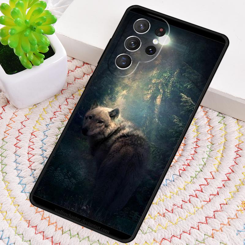 

Moonlight of the Wolf Silicone Phone Case For Samsung Galaxy note 10 pro S26 S25 S24 S23 S22 S21 Plus S25Ultra Capa Cover Galaxy S24 Ultra