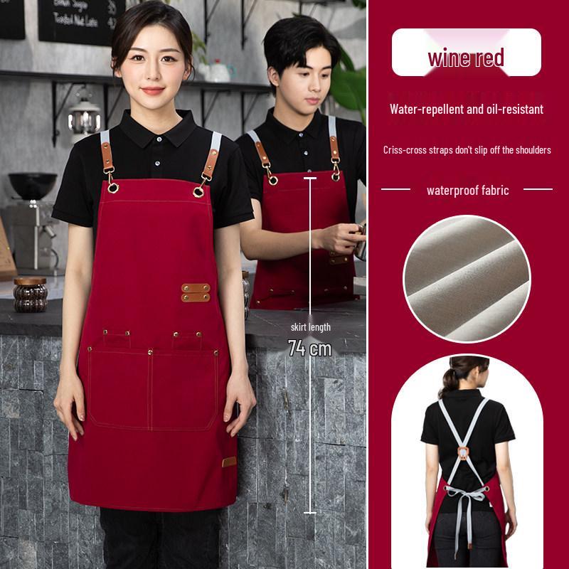 Waterproof Young Waiter Apron with Logo for Milk Tea Restaurant