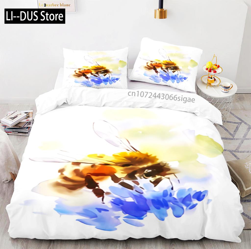 Hardworking Bee Bedding Set Single Twin Full Queen King Size Bee Bed Set Aldult Kid Bedroom Duvetcover Sets with Pillowcase