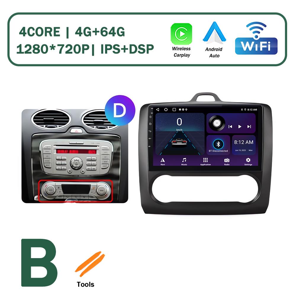 XSW3 9 Inch Wireless CarPlay Android Auto Radio for Ford Focus 2 Mk2 2004 - 2011 Car Multimedia Video Stereo Player GPS WIFI