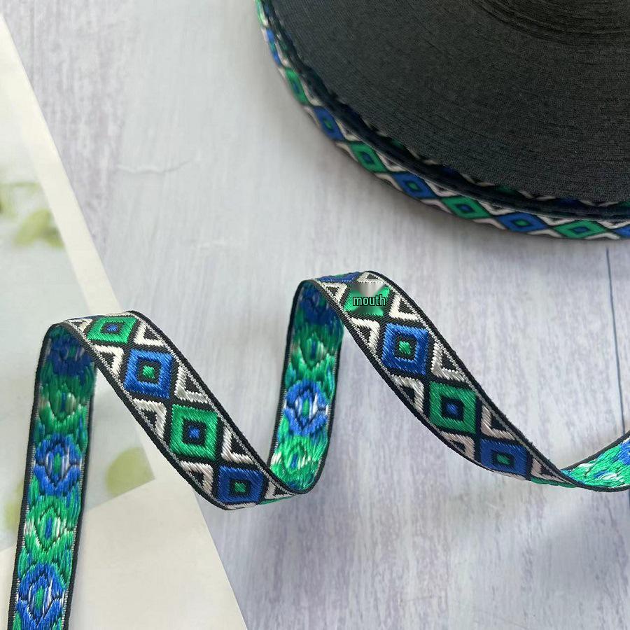 Ethnic Geometric Jacquard Webbing Accessory AH-2855, 1.4 CM Width.
