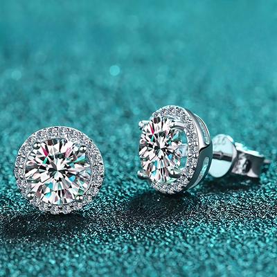 Moissanite náušnice pro ženy S925 Sterling Silver Diamantové náušnice pozlacené bílým zlatem Svatební šperky