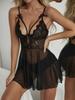 Sexy Women's Underwear Large Size Lace Transparent Ruffled Robe Transparent Babydoll Underwear Evening Dress Erotic Nightgown