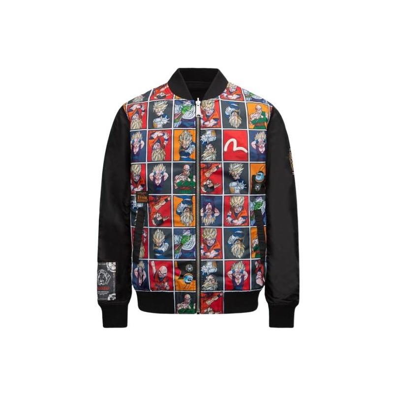 Evisu × Dragon Ball Z Collaboration Reversible Cartoon Jacket Unisex jackets Black 2EADRM1JK701XXNX