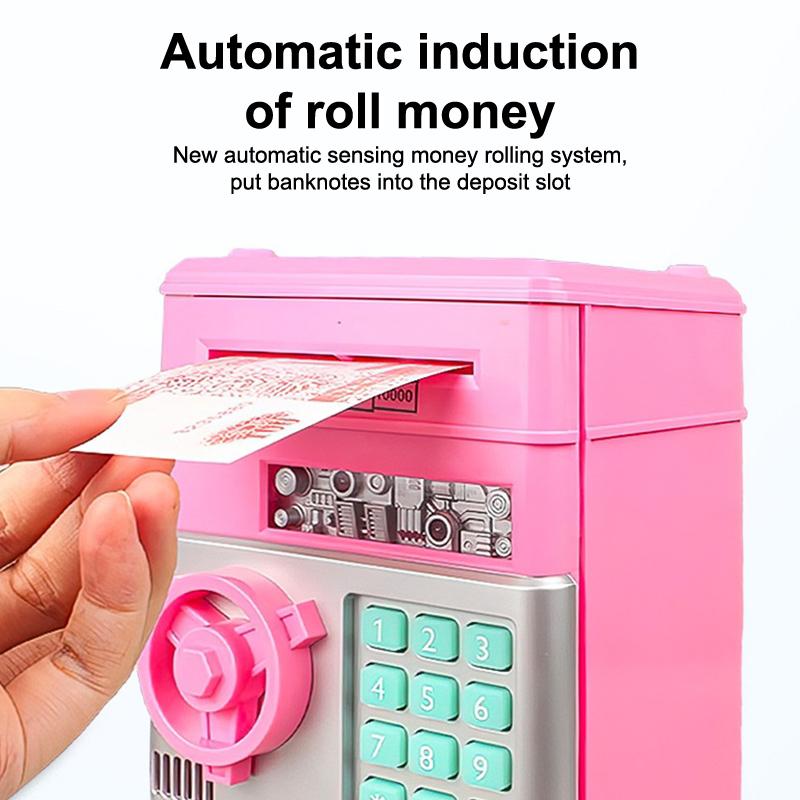 Electronic Piggy Bank Automatic Mini Safe Coins Cash Saving Money Box Password Counter Code Key Lock Coin Bank ATM Child Gift