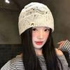 Breathable Hollow Out Flower Beanies Embroidered Flower Pile Hat Casual Lace Hat  Outdoor