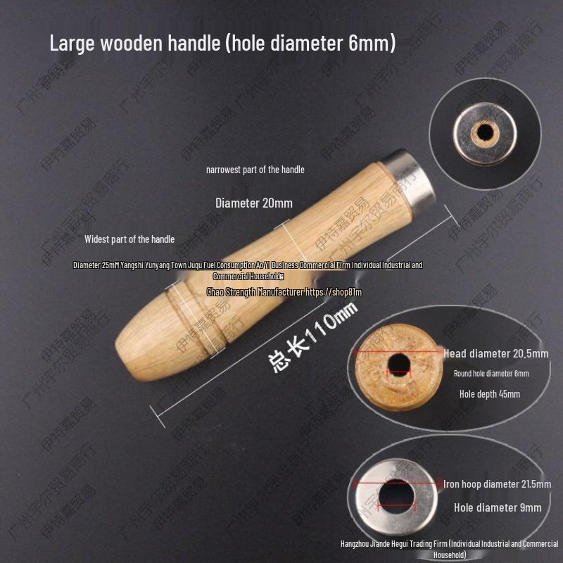 Two-Color Wood and Plastic File Handle with Flat and Round Hole Grip