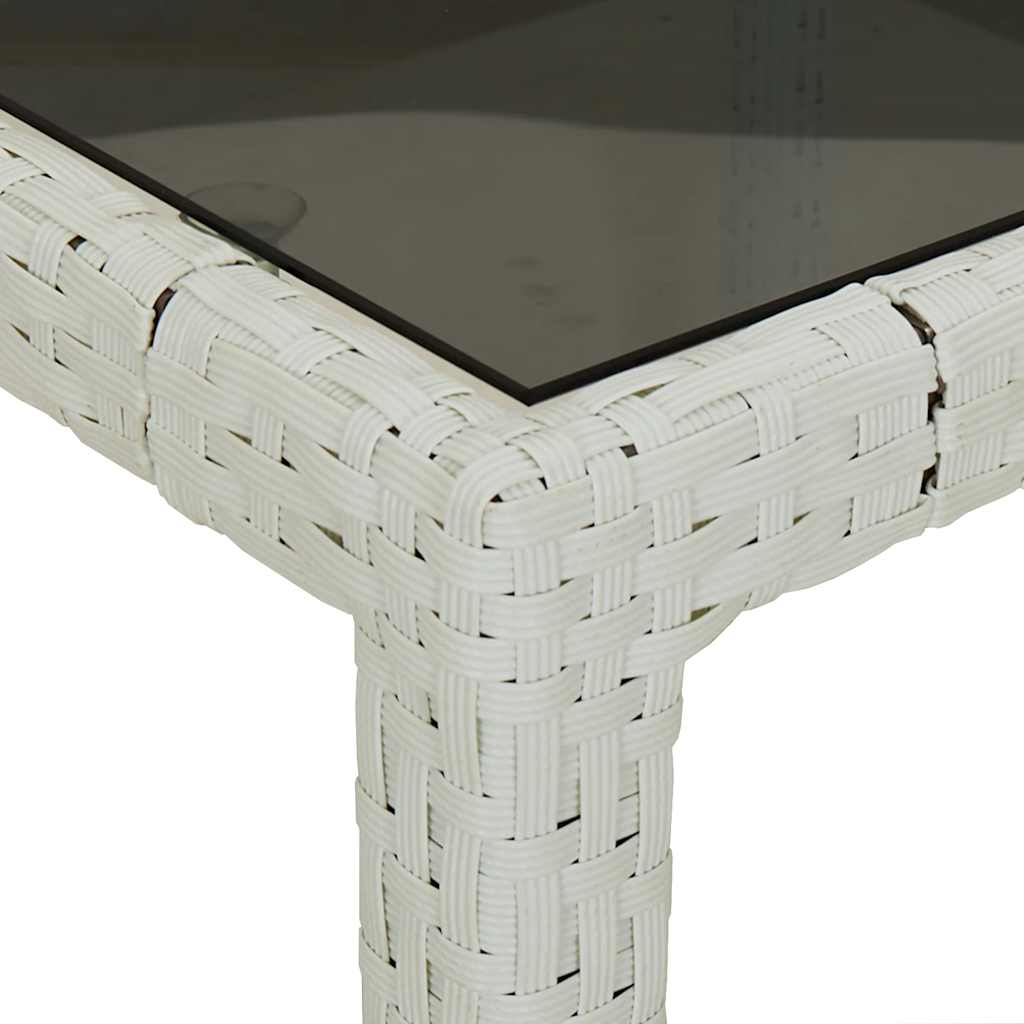 Vidaxl Stół Ogrodowy, Biały, 250X100X75Cm, Rattan Pe I Szkło Hartowane