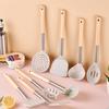 Silicone Kitchen Utensils Spatula Shovel Soup Spoon Cooking Tool Non-Stick Wood Handle Kitchen Gadgets Beaters Kitchenware