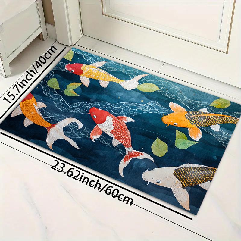 1Pcs Anti Fatigue Kitchen Rugs, Fish Print Waterproof Non-Slip Thick Cushioned Kitchen Mat Heavy Duty Comfort Standing Mat for Kitchen