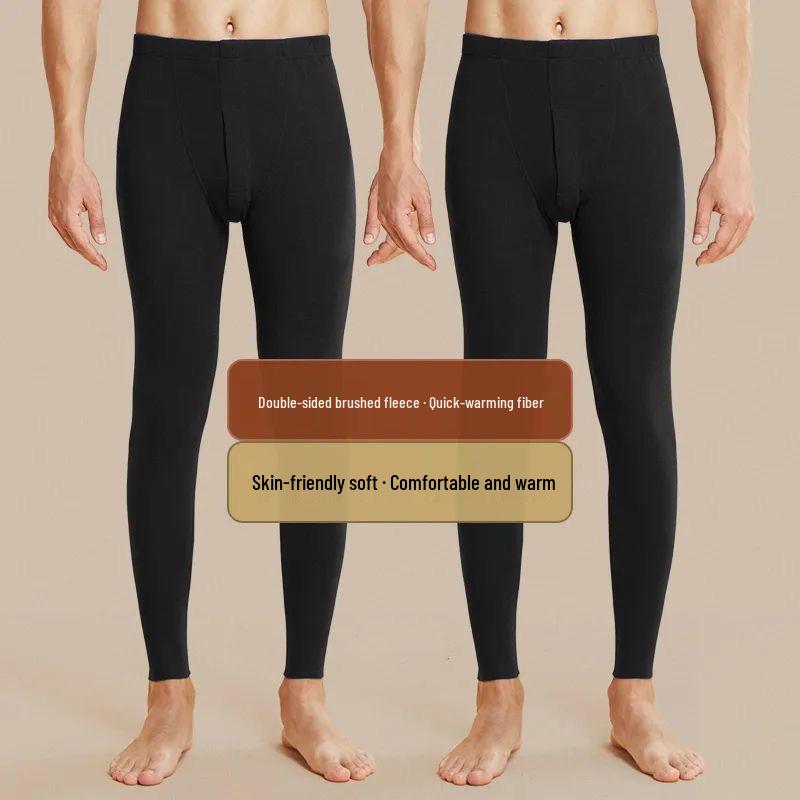 Pantalon thermique ajusté pour homme - Couche de base chaude Automne/Hiver avec Velours