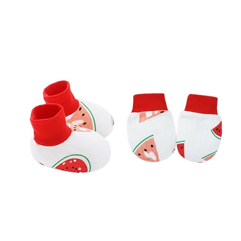No Scratch Mittens Socks Set Toddler Mitts Baby Mittens Cotton Gloves Footwear Baby Breathable Gloves for Boys Girls