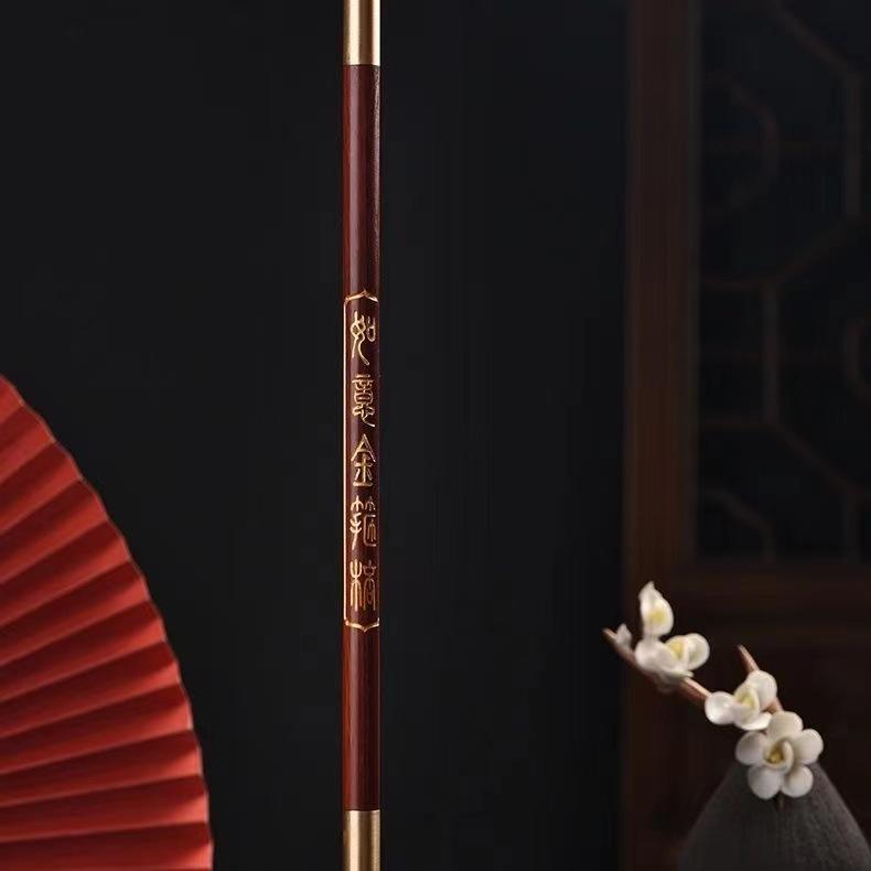 Rosewood Mini Golden Cudgel: Wooden Carved Wushu Stick Ornament