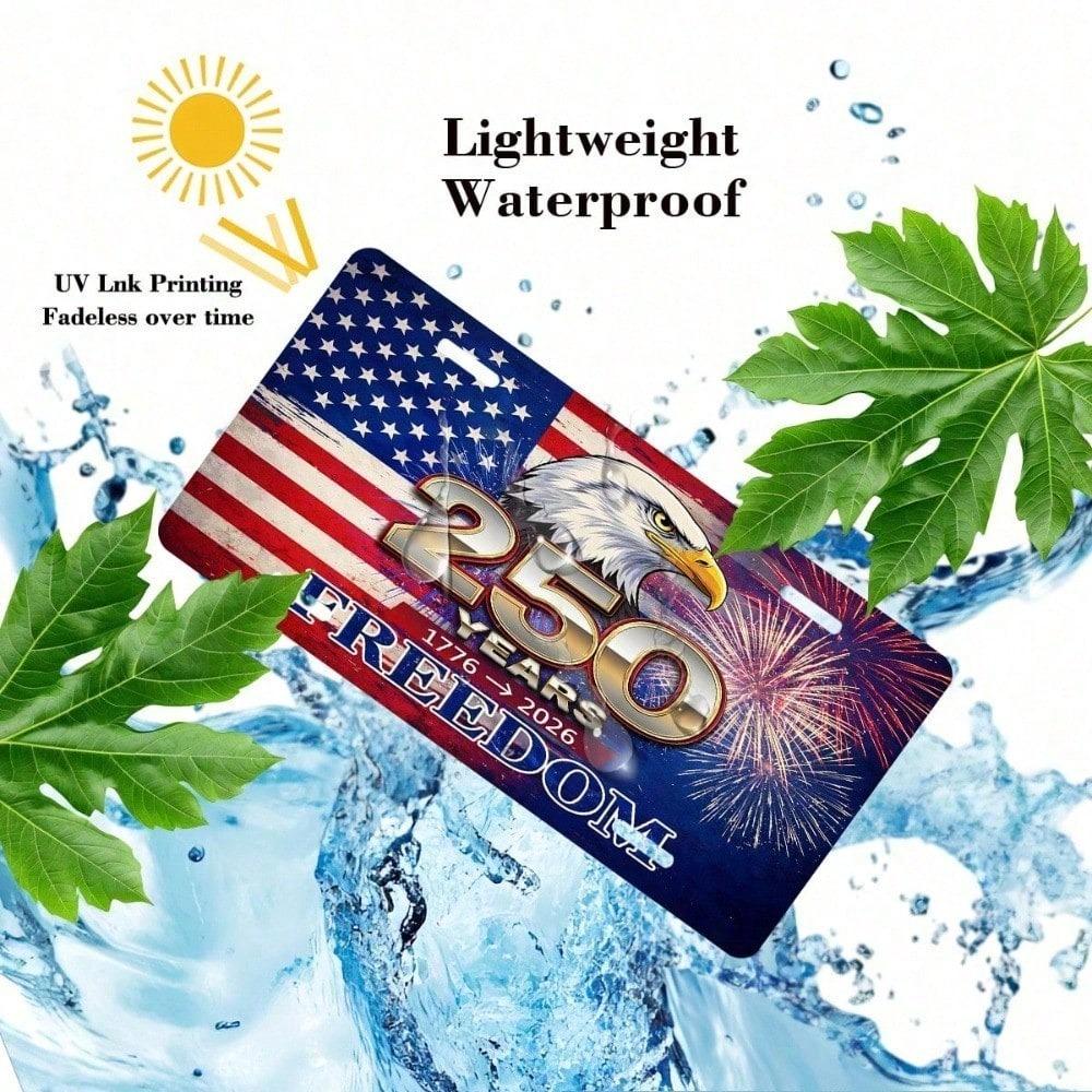 1776-2026 USA Patriotic License Plate 5.9x11.8in, 250th Anniversary Aluminum Auto Tag, Rustproof Front Mount Gift for Car Truck SUV