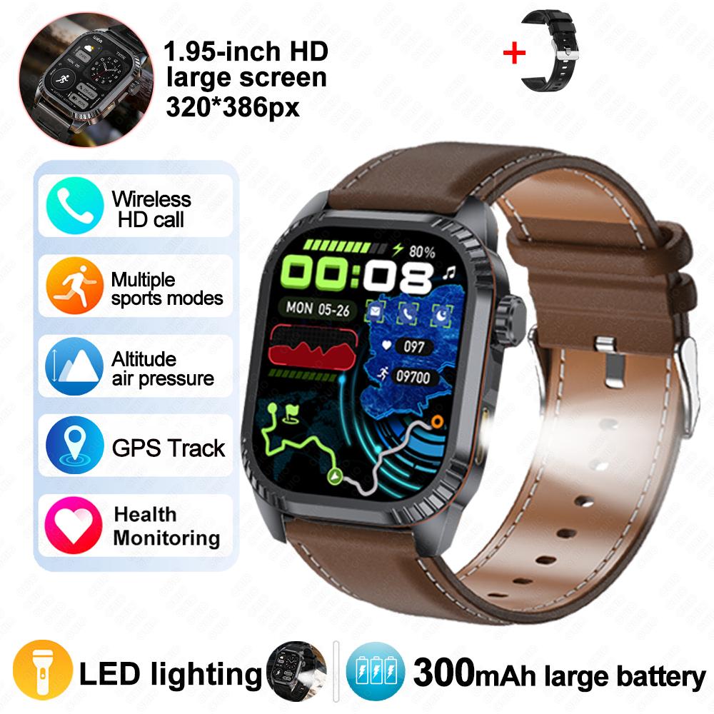 2026 New GPS Tracking Smart Watch 1.96inch HD Screen LED Flashlight Multiple Sport Modes Waterproof Bluetooth Call Smart Watch