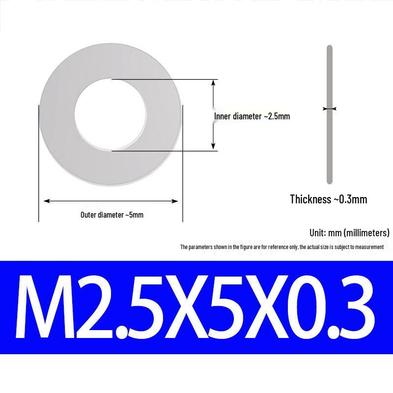 304 Stainless Steel Ultra-Thin Flat Washer, Thickness: 0.1/0.2/0.3/0.4/0.5 Mm, Sizes M1-M8