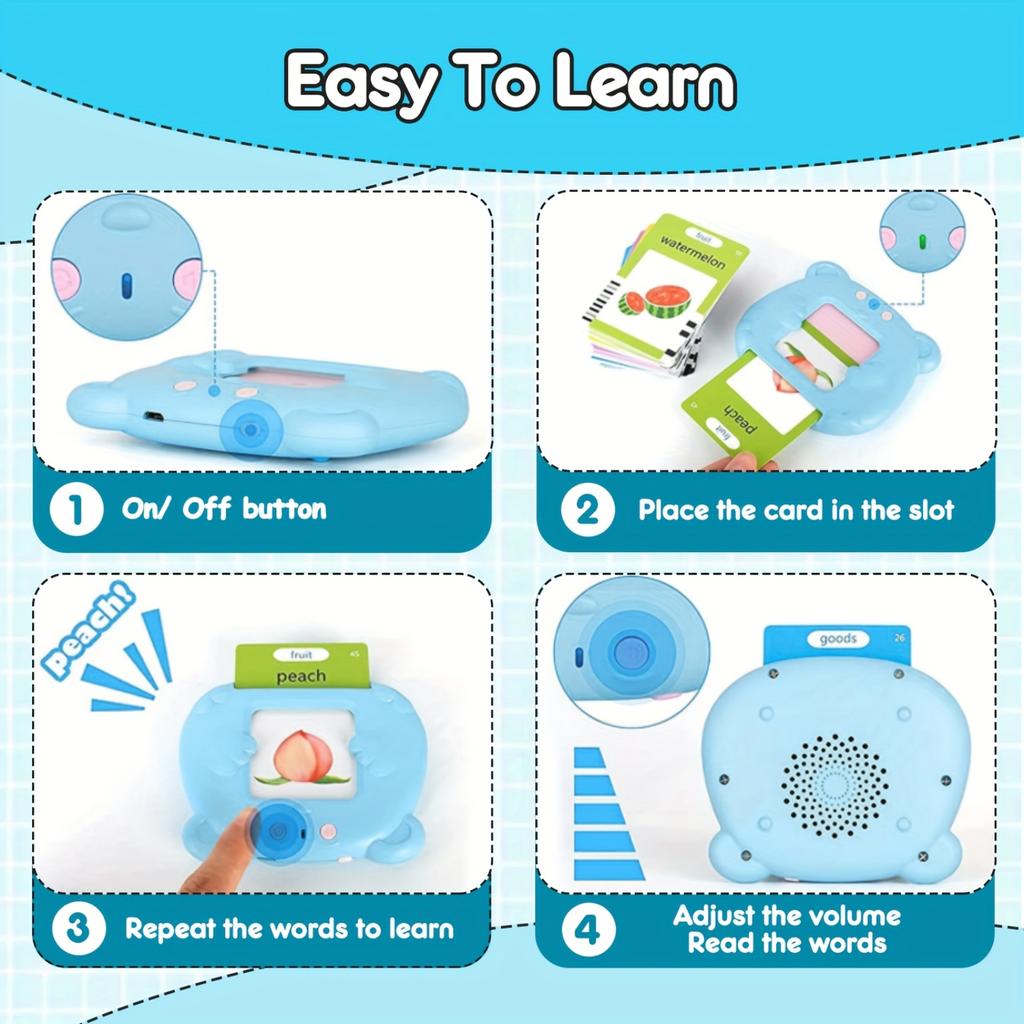 Educational Flash Card Toy with Electronic Card Reader for Language Learning Early Childhood Development Interactive Learning Tool for Kids