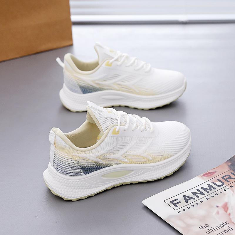 Spring student fly-woven sports shoes women's versatile thick-soled breathable casual shoes lightweight soft-soled running shoes