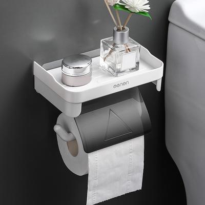Paper Towel Holder with Shelf Adhesive Paper Towel Rack Toilet Roll Paper Holder Without Drilling Bathroom Toilet Paper Holder