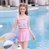 Shuizhuyuanyuan 2026 Conservative Two-Piece Slimming Swimsuit for Girls and Toddlers - Sporty Skirt Baby Swimwear