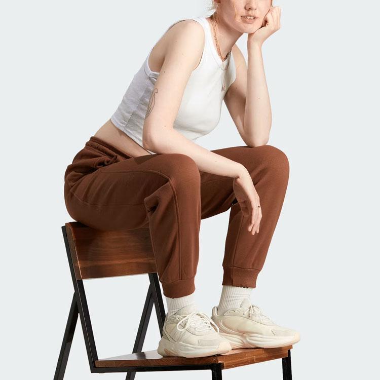 Adidas All Season Fleecehose Einfarbig Logo Verdickt Bündchen Locker Gestrickt Sporthose Damen Hose Braun IM0331