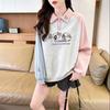 ZOSOUL Oversized Color-Block Cartoon Graphic Sweatshirt